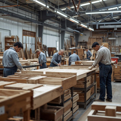 عمال فى مصنع اثاث