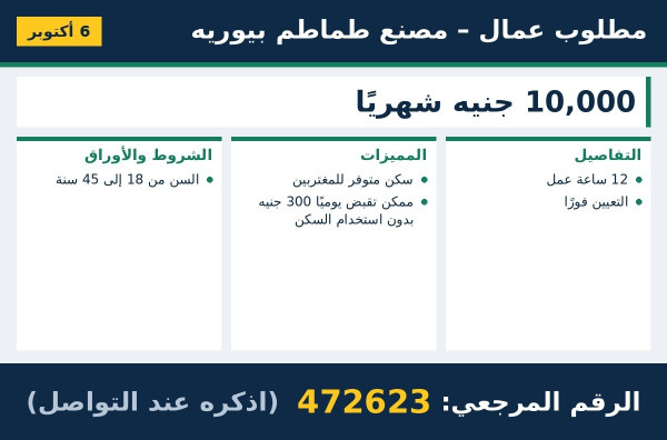 إعلان عن وظيفة شاغرة